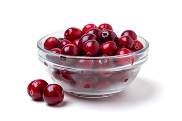 Fresh cranberries in clear glass bowl