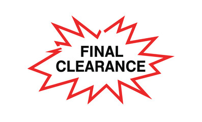 A red starburst graphic with the words FINAL CLEARANCE in bold black letters.