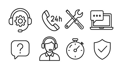 Customer service icons set: linear style for seamless support solutions