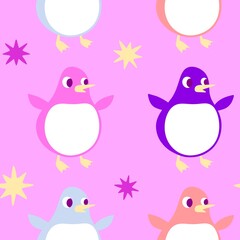 Christmas animals seamless penguin pattern for wrapping paper and fabrics and kids print