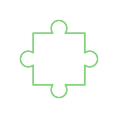 Flat silhouette of jigsaw puzzle piece with an abstract concept. Outline of a classic puzzle piece for boardgame, childhood activity, and creative play. Minimal style, graphic template, versatile