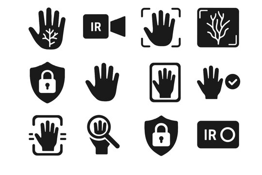 Privacy palm portal id indicator vein vector icon detection alignment shield icons