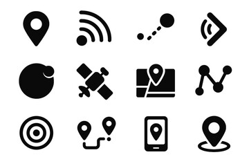 Time panel icon badge tracking satellite dot path real shape gps silhouette