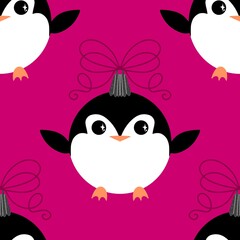 Christmas animals seamless penguin pattern for wrapping paper and fabrics and kids print