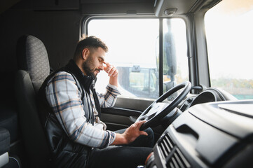 Truck driver suffering from headache and fatigue