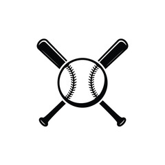 Crossed baseball bats and ball silhouette