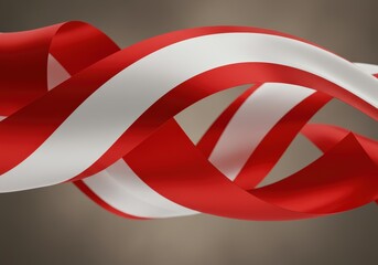 Elegant Flowing Ribbons in Bold Red and Pure White, Abstract Composition