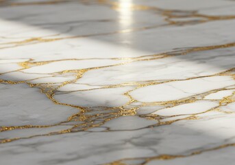 Gleaming White Marble Texture Adorned with Rich Gold Accents