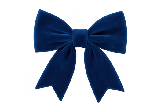 Blue velvet ribbon bow for gift decoration