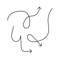 Hand drawn arrows pointing in multiple directions and curves