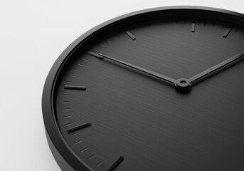 Sleek Modern Black Clock Face against a Clean White Background