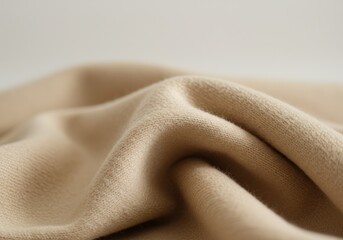 Cozy Beige Knit Fabric Texture, Soft Folds, Warm Material Detail