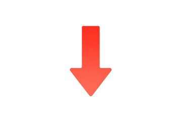 Red arrow pointing down, indicating download, direction, navigation, or decrease, with a transparent background