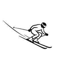 Dynamic silhouette of a skier in action