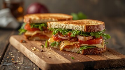 Close-up of a Hearty Club Sandwich