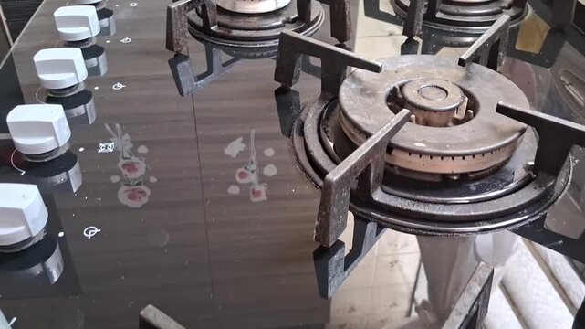 Details of a kitchen gas stove