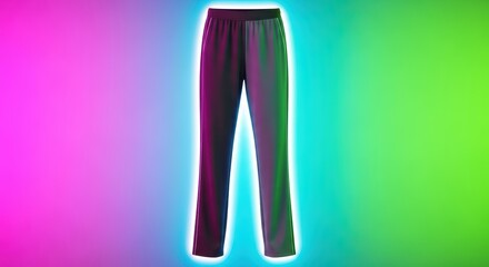 Vibrant neon gradient pants against colorful background