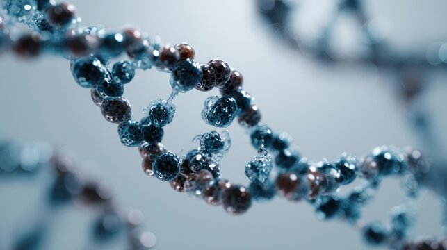 Illustrative rendering of a DNA double helix structure on light backdrop - Powered by Adobe