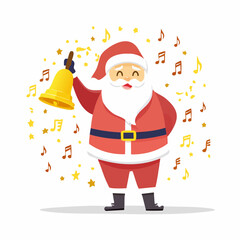 Cheerful Santa Claus Rings Christmas Bell with Music