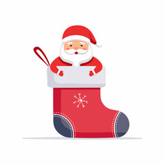 Festive Santa Claus in a Christmas Stocking Illustration