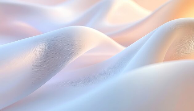 Abstract digital render of flowing organic shapes in soft pastel tones with subtle pixelation texture and warm light.