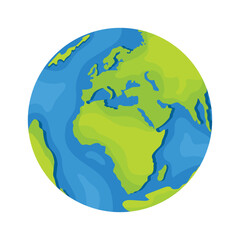 Planet Earth with africa continent and europe in center. Vector world illustration isolated on white.