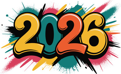 Graffiti Style 2026 Vector Illustration, Colorful Urban Splash Art, Bold Typography Design, Street Art Banner, Editable Template, Print