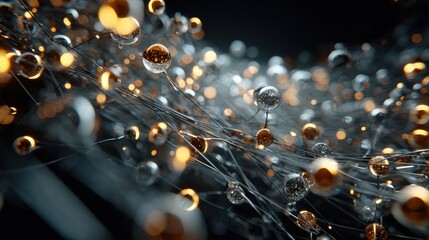 Abstract Microscopic Network with Glowing Particles