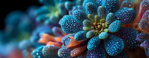 Surreal Dewy Flower Close-Up with Vibrant Colors
