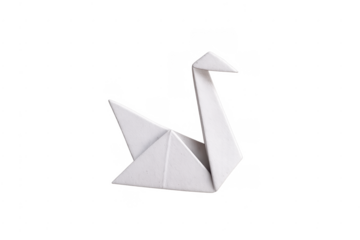 White origami swan handmade craft creating bird shape