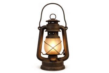 Vintage oil lantern illuminating light, an old rustic kerosene lamp providing warmth and traditional outdoor camping illumination