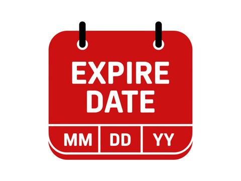 Red expire date calendar icon with mm dd yy indicators