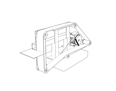 Blueprint Style Belt Sander Grinder Machine Line Art: Detailed Monochrome Engineering Schematic Vector Diagram for Industrial Metal Woodworking Power Tool Depiction, Technical Workshop Equipment CAD
