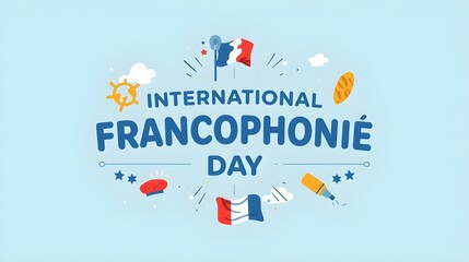 Illustration Celebrating International Francophonie Day with French Symbols