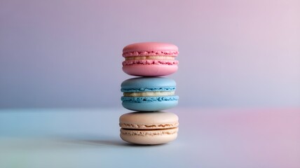 Pillowy macarons stack in pastel splendor, whispers of Parisian tea time, celebrating Francophonie Day and macaron festivals worldwide