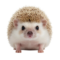 Obraz premium pygmy hedgehog facing forward, curious and fluffy, isolated on transparent background