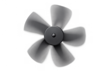 Spinning fan blades creating air movement and ventilation, abstract cooling technology on transparent background