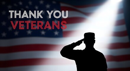 Honor our heroes! Powerful salute to veterans with American flag backdrop, perfect for Memorial Day, Veterans Day, and patriotic campaigns
