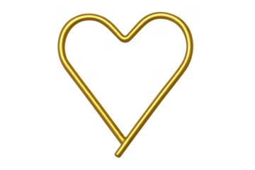 Golden wire heart frame on transparent background