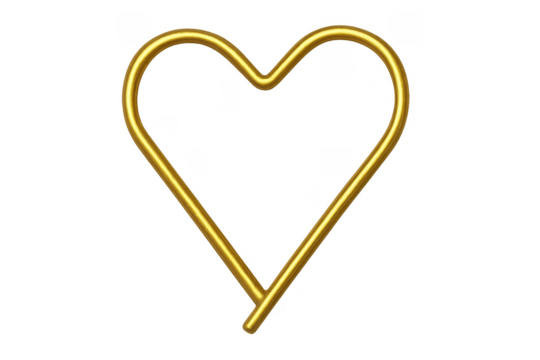 Golden wire heart frame on transparent background - Powered by Adobe