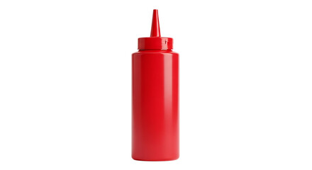 Red Squeeze Bottle with Pointed Cap for Sauces and Condiments, isolated on a white or transparent background, cutout, PNG