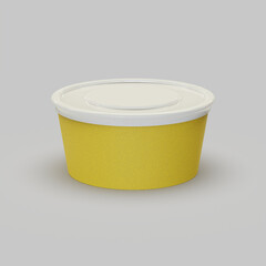3D Rendered Paper Bowl on Clean White Background for Product Mockup, Packaging Design, and Branding Presentation