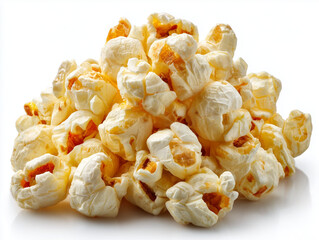 Popcorn pile with butter on white background