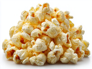 Pile of popped popcorn kernels forming snack food
