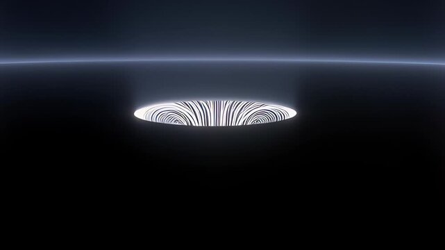 An abstract cosmic animation visualizing the great filter concept, where planetary life converges into a singularity vortex.