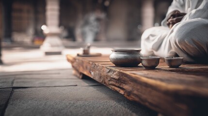 Serene meditation session: mindfulness, focus, and inner peace in a temple setting