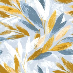 Naklejka premium Abstract plant seamless pattern in neutral and pastel colors. Hand drawn digital illustration for fabric, wallpaper, packaging, and home decor design.