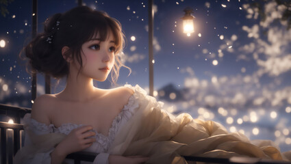 美しい一人の女の肖像　AI生成素材