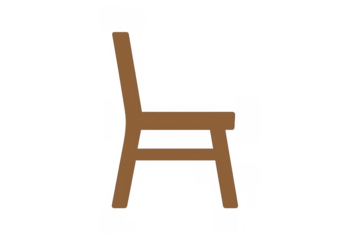 Wooden chair icon representing seating, furniture, and home decor, isolated with a transparent background