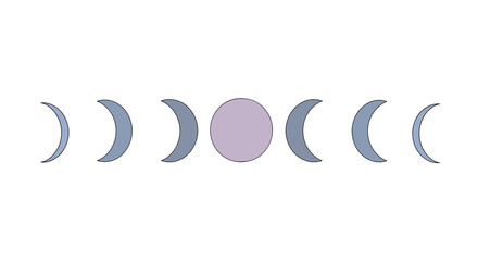 Obraz premium Minimalist Moon Phases Icon Outline on White Background